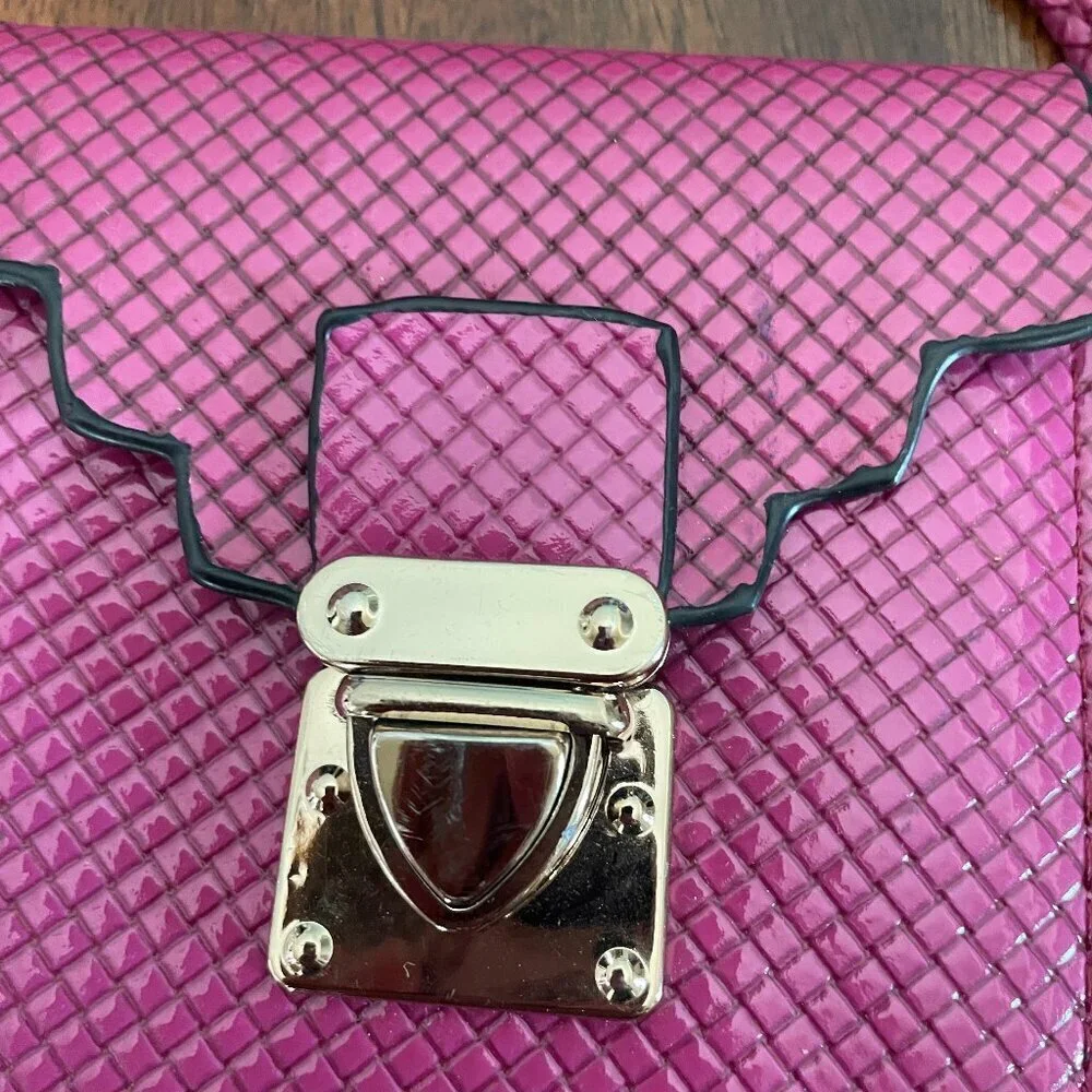 Pink, Black Faux Leather Diamond Pattern Crossbody Mini Bag Purse Girls 6.5
